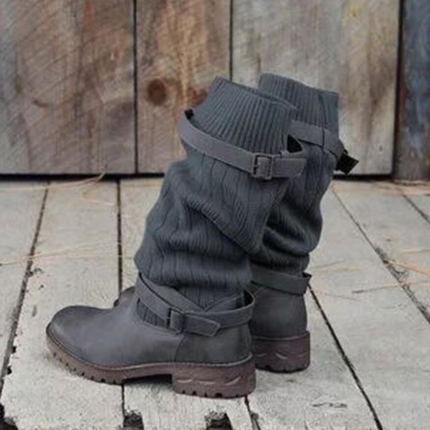 Bottines Rétro d’Hiver Chaudes en Fourrure Douce