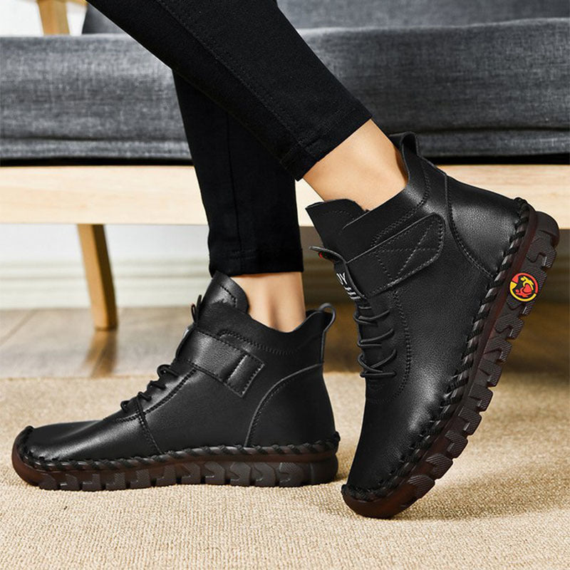 Bottines d’Hiver Chaudes à Lacets en Fourrure Douce