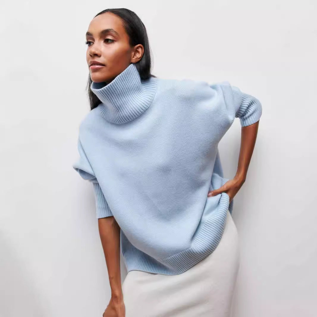 Pull Col Roulé Hiver Uni Épais