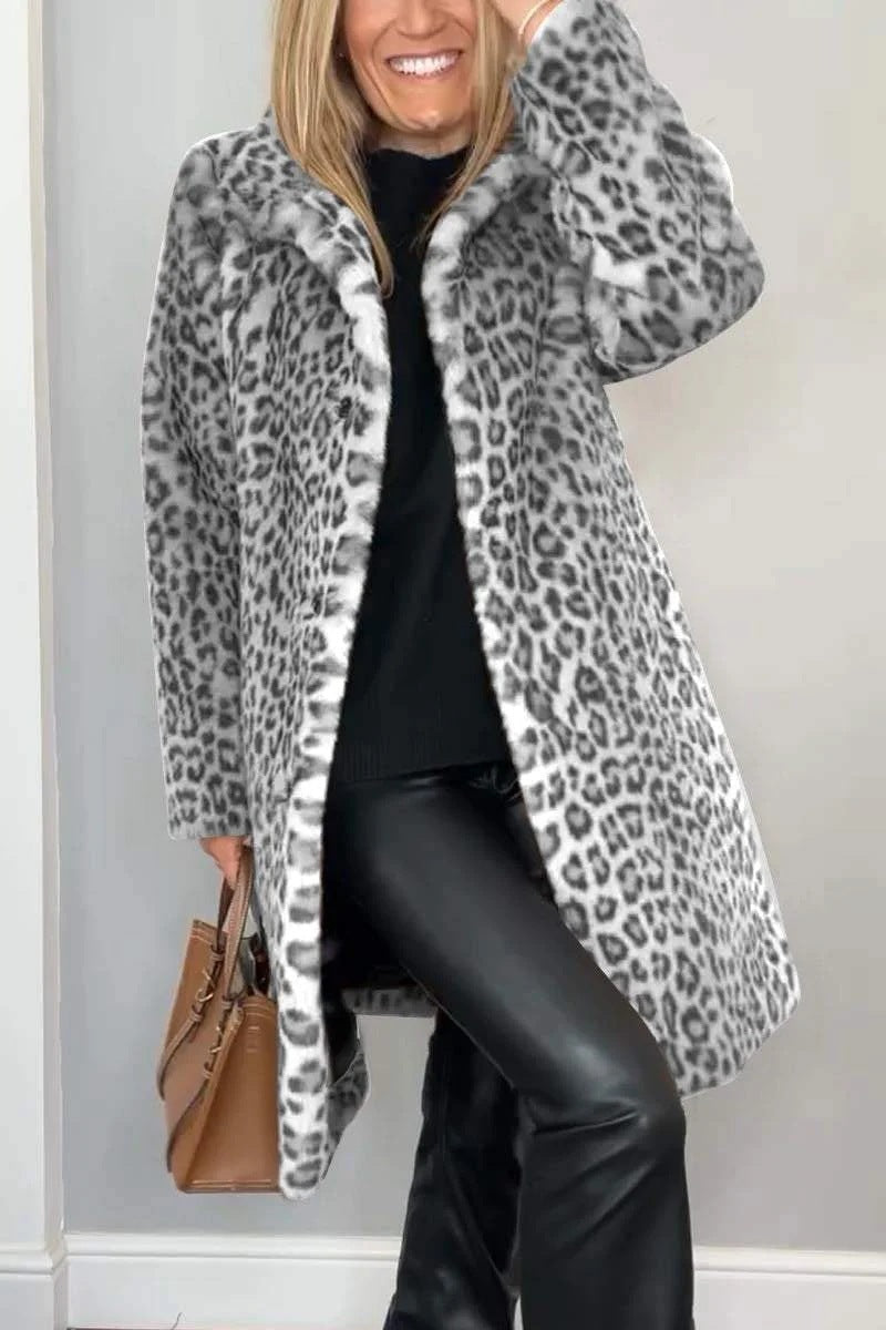 Manteau peluche léopard mi-long – spécial hiver