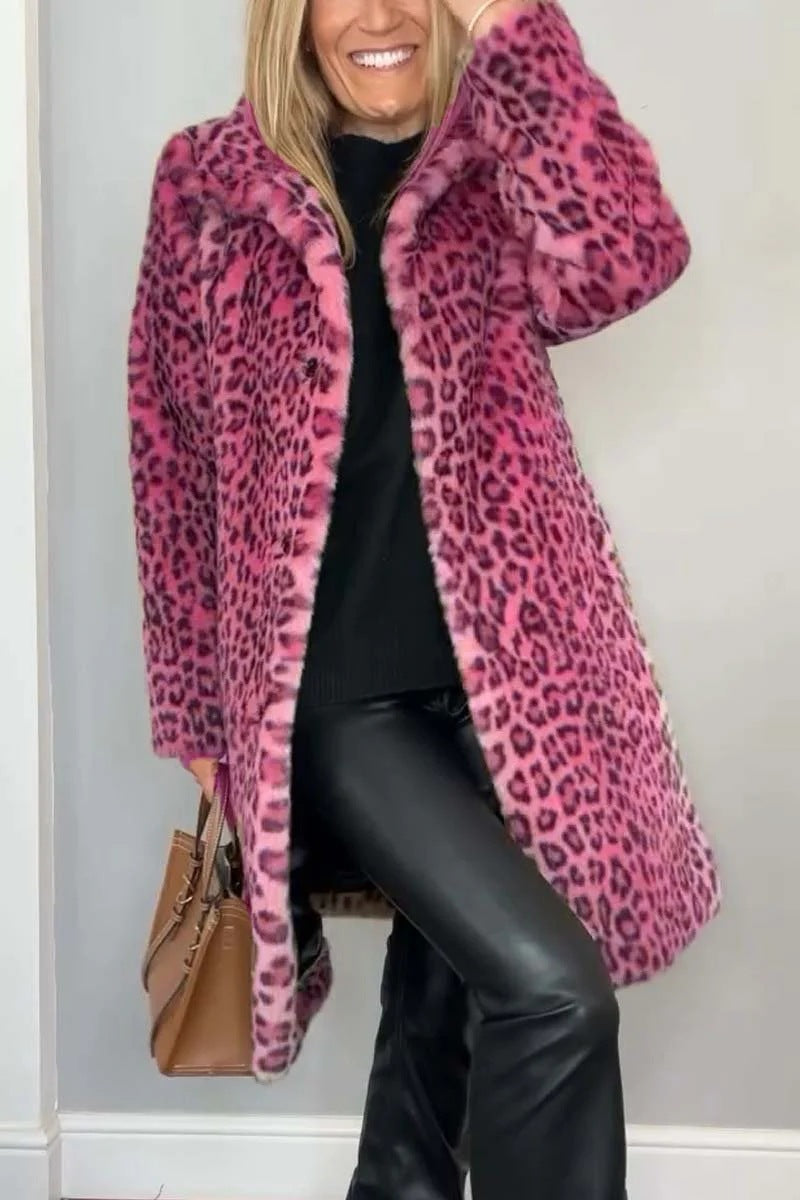 Manteau peluche léopard mi-long – spécial hiver
