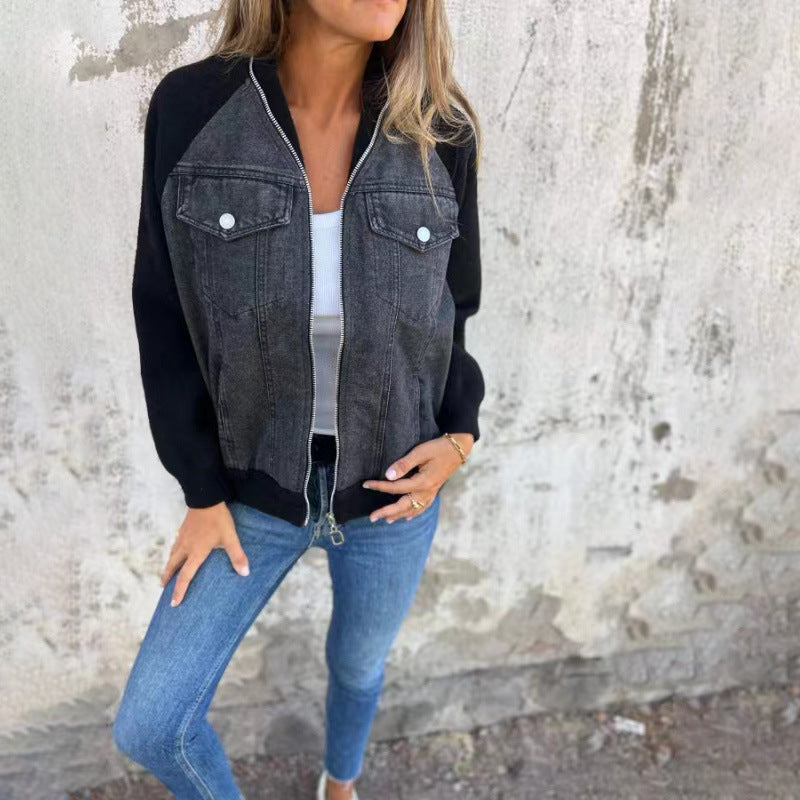 Veste denim à capuche