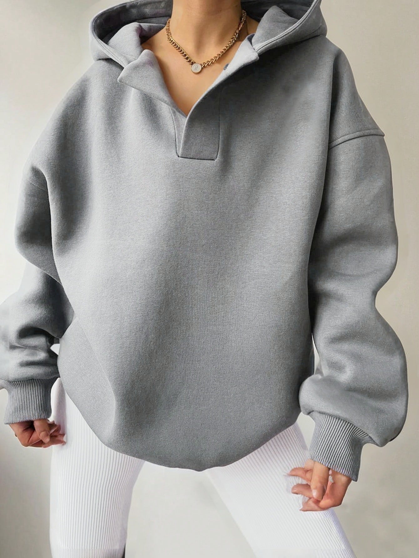 Sweat à Capuche Oversize à Manches Longues