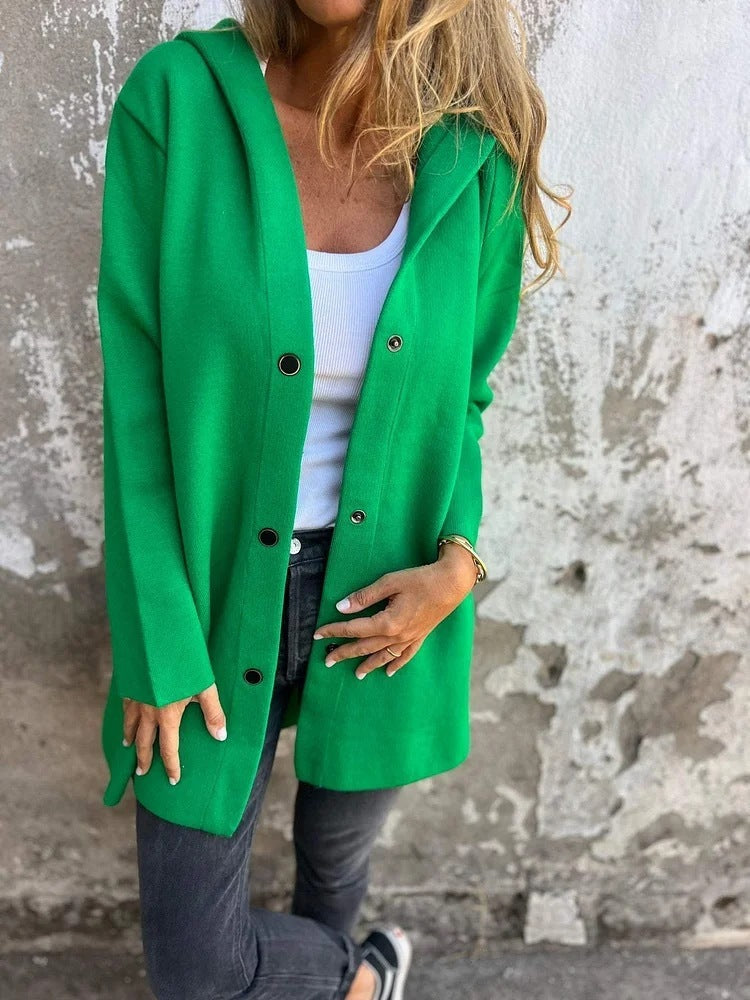 Cardigan à Capuche Décontracté à Boutonnage Simple