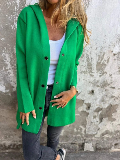 Cardigan à Capuche Décontracté à Boutonnage Simple