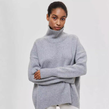 Pull d’hiver à col roulé pour femme, chaud et élégant.