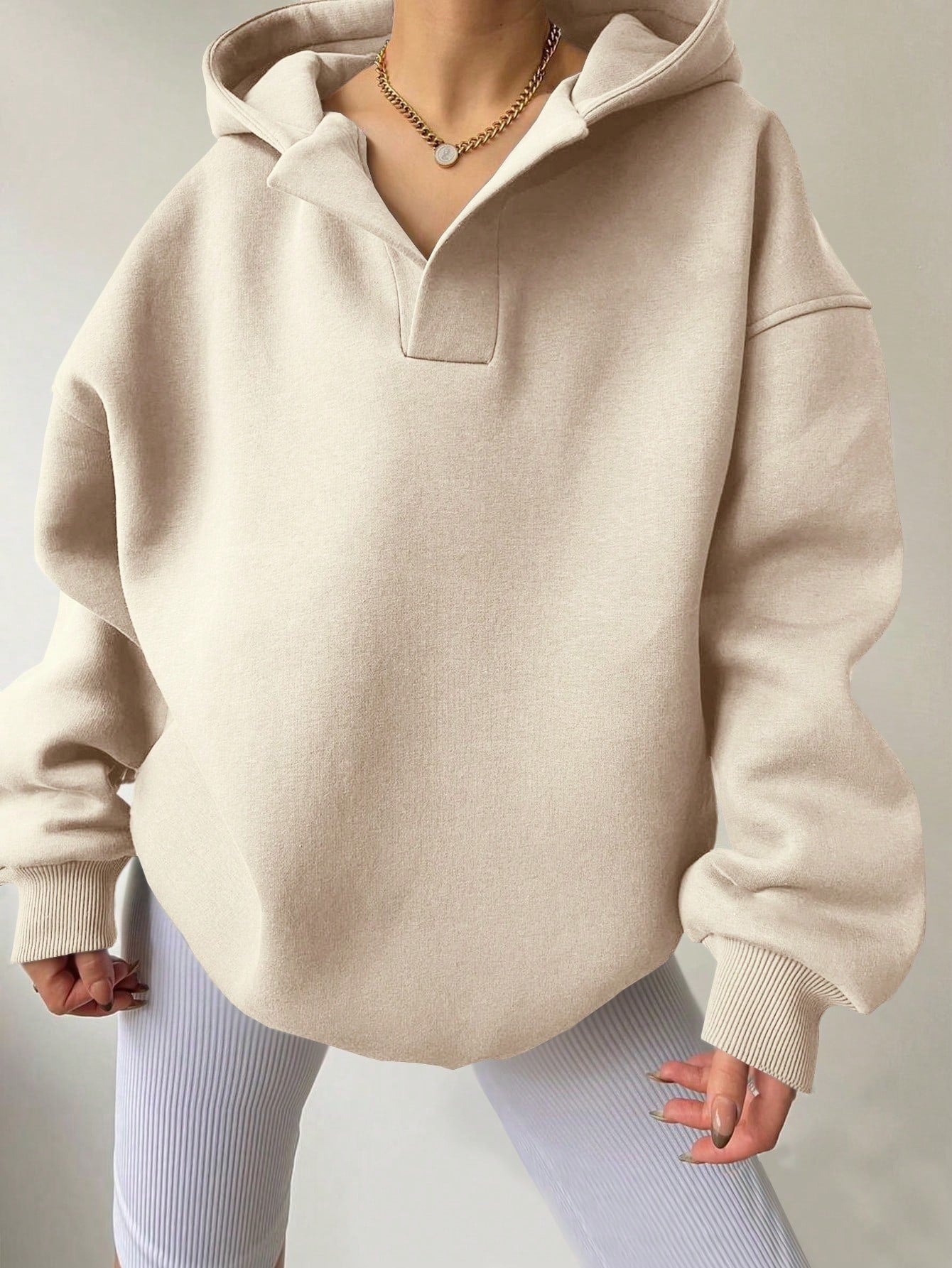 Sweat à Capuche Oversize à Manches Longues