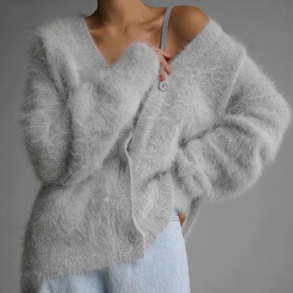 Cardigan à Boutons Col V en Maille Douce