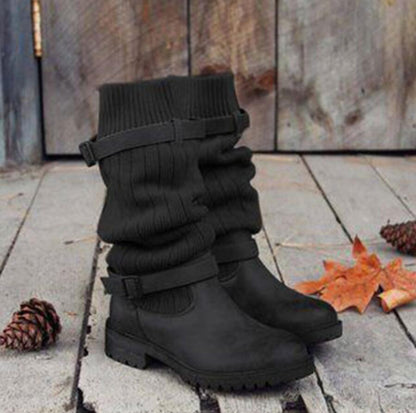 Bottines Rétro d’Hiver Chaudes en Fourrure Douce