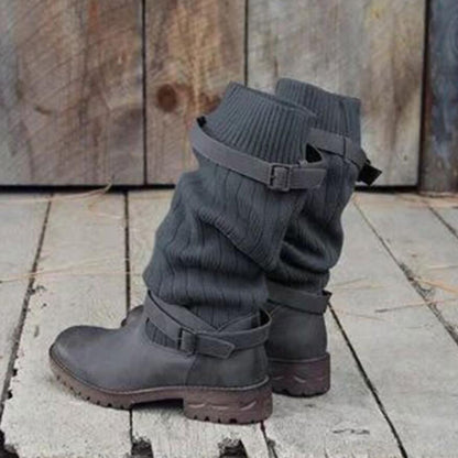 Bottines Rétro d’Hiver Chaudes en Fourrure Douce