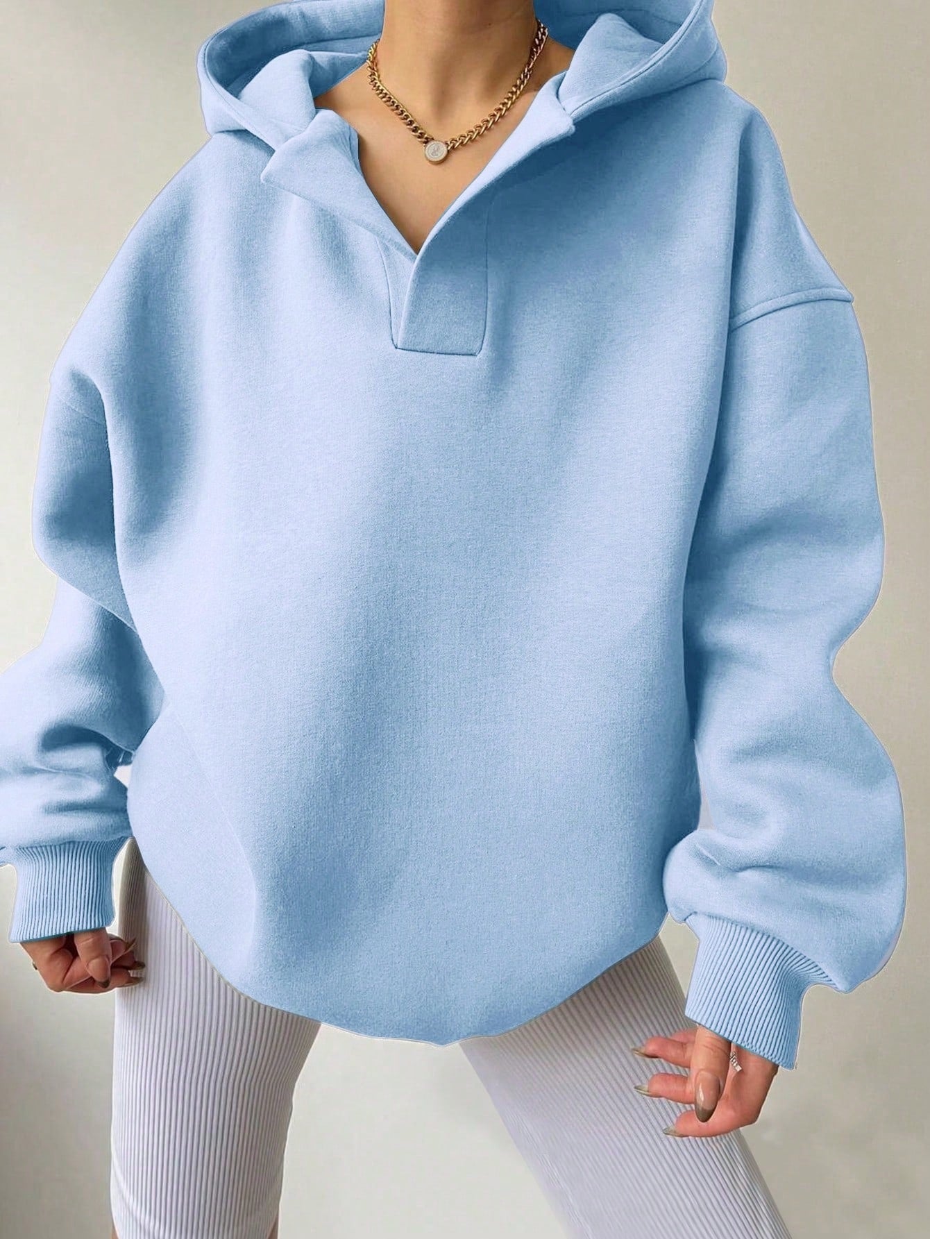 Sweat à Capuche Oversize à Manches Longues