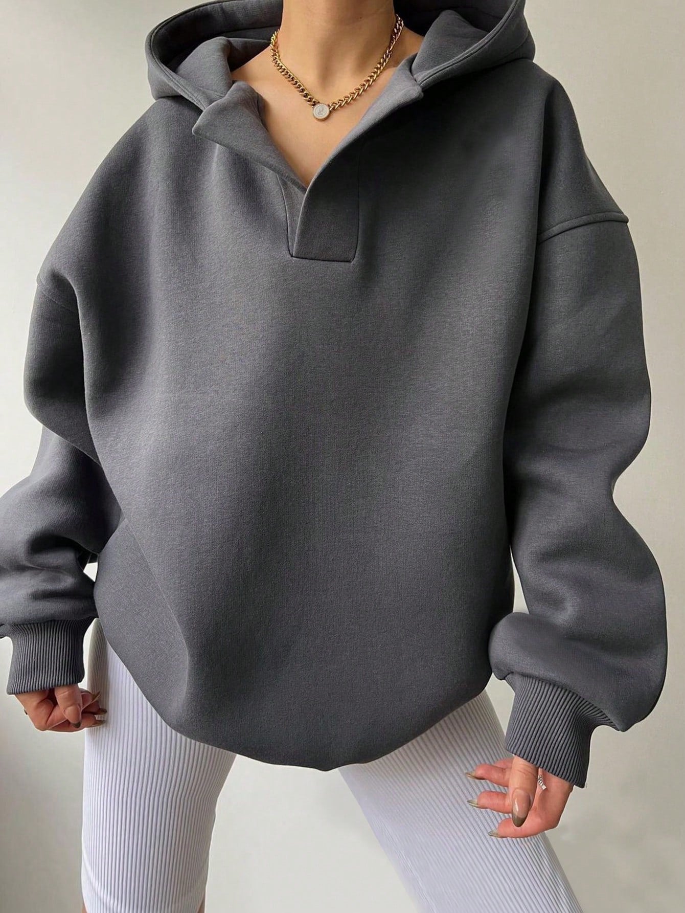 Sweat à Capuche Oversize à Manches Longues