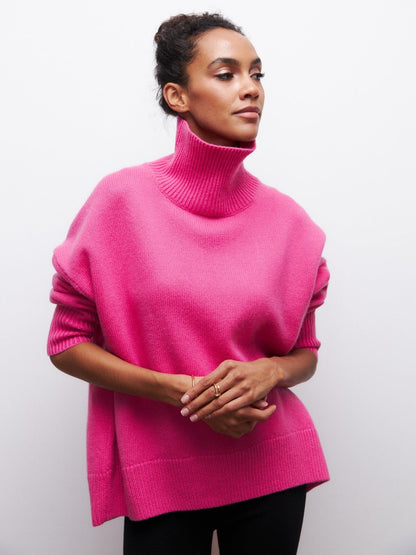 Pull Col Roulé Hiver Uni Épais