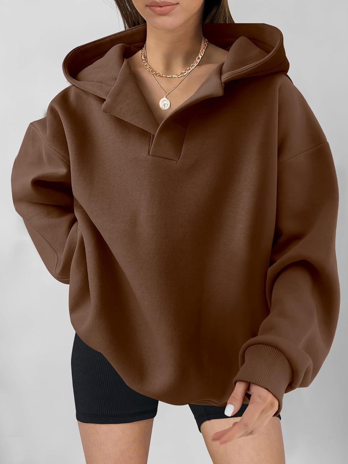 Sweat à Capuche Oversize à Manches Longues