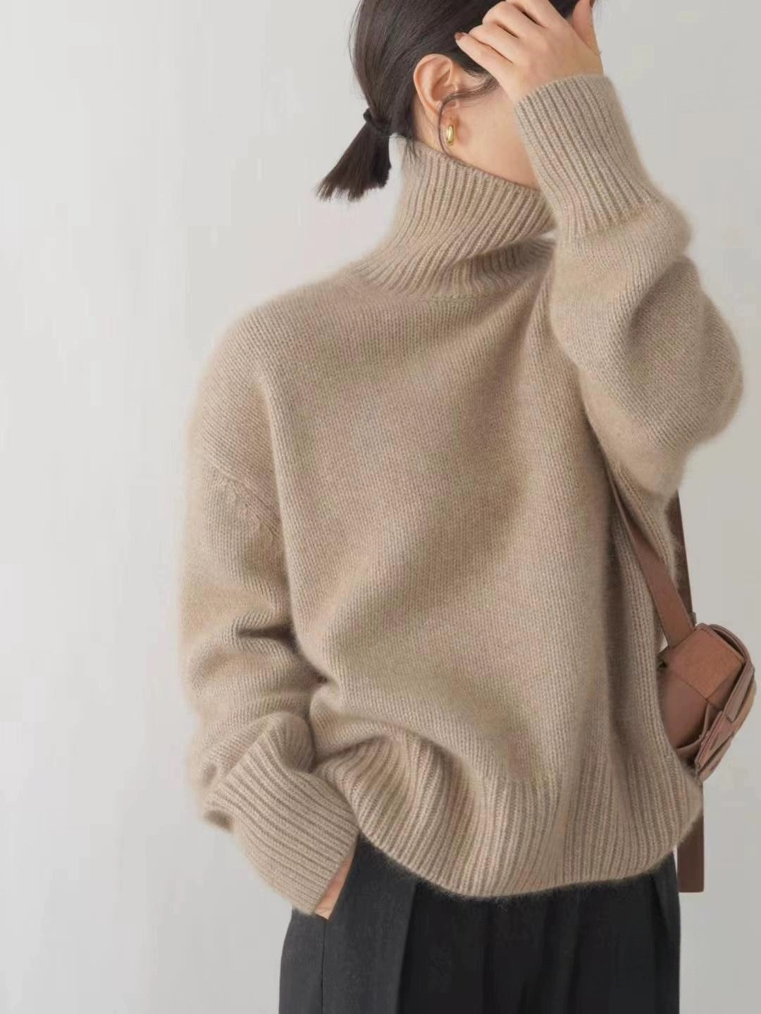 Pull Col Roulé Doux en Cachemire Épais