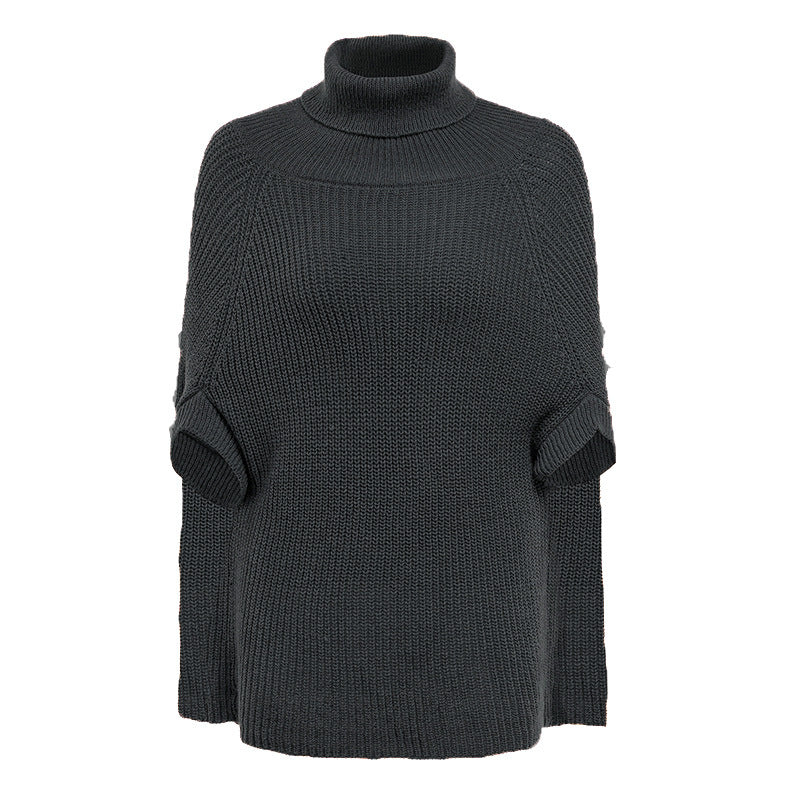 Pull Cape Décontracté à Col Haut