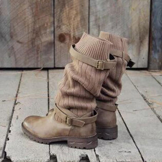 Bottines Rétro d’Hiver Chaudes en Fourrure Douce