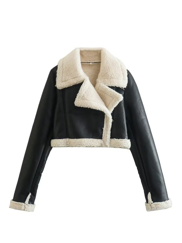 Veste Courte Réversible Fourrure & Zipper