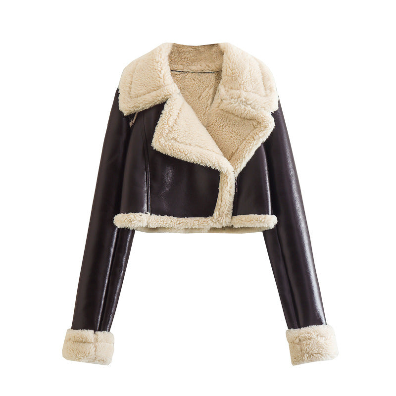 Veste Courte Réversible Fourrure & Zipper