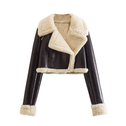 Veste Courte Réversible Fourrure & Zipper