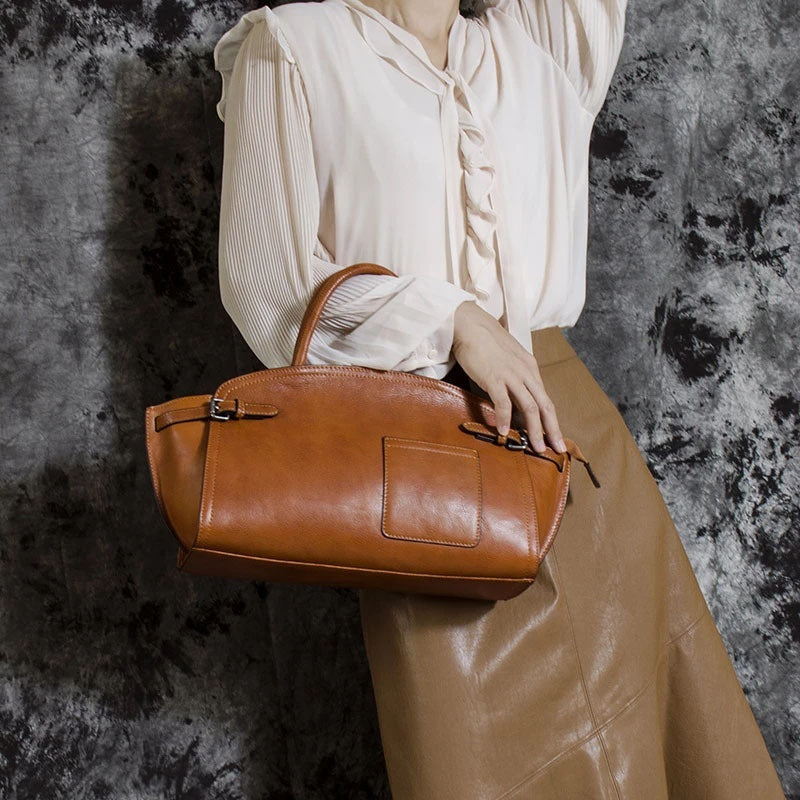 Sac bandoulière zippé en cuir pour femme