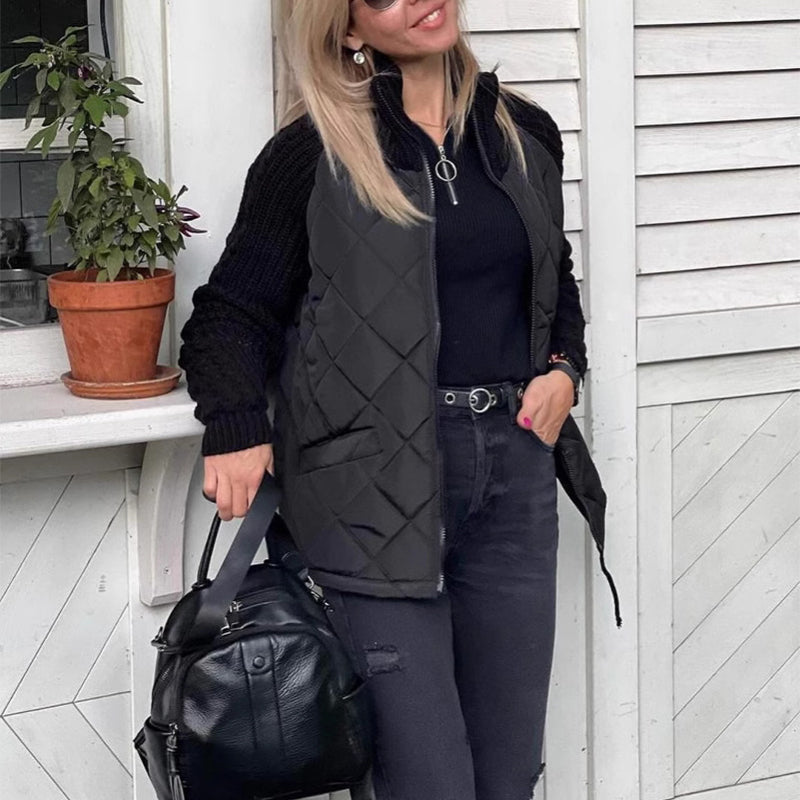 Veste d’hiver femme à col montant avec poches et fermeture zippée