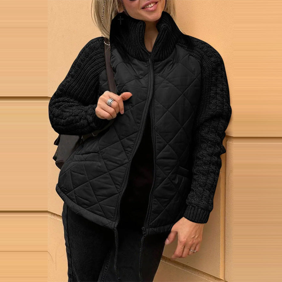 Veste d’hiver femme à col montant avec poches et fermeture zippée