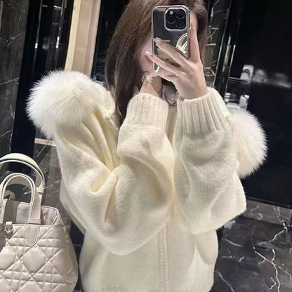 Cardigan Tricoté à Capuche