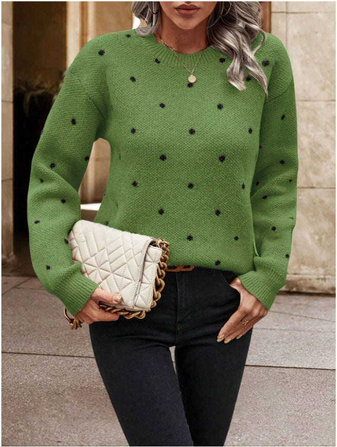 Pull à Pois Élégant à Col Rond