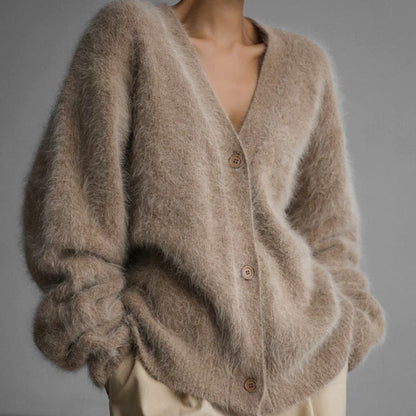Cardigan à Boutons Col V en Maille Douce