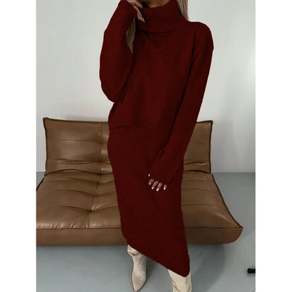 Ensemble deux-pièces en maille, style élégant et décontracté.