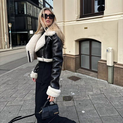 Veste Courte Réversible Fourrure & Zipper
