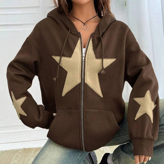 Veste cardigan à capuche pour femme, coupe ample